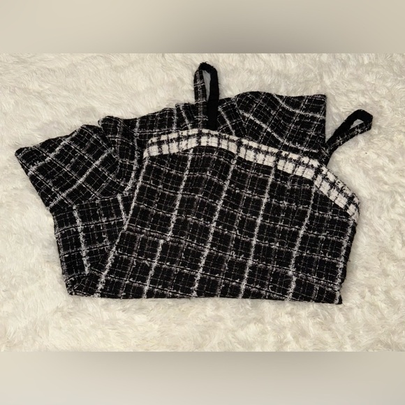 NWOT revolve Alice and Olivia Kaidra Tweed Dropwaist flare Mini Dress sz 12 - Picture 4 of 6